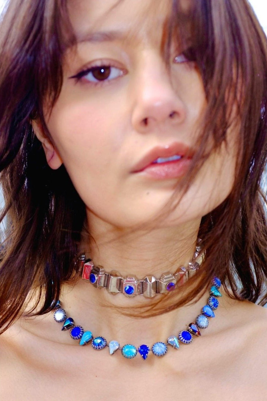 Layering Choker in Ocean (Silver)