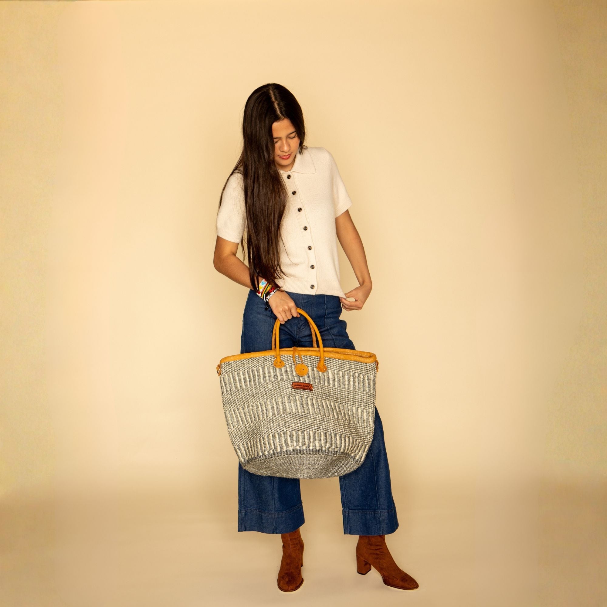 Ash Wisdom Handwoven Sisal Straw Basket Tote