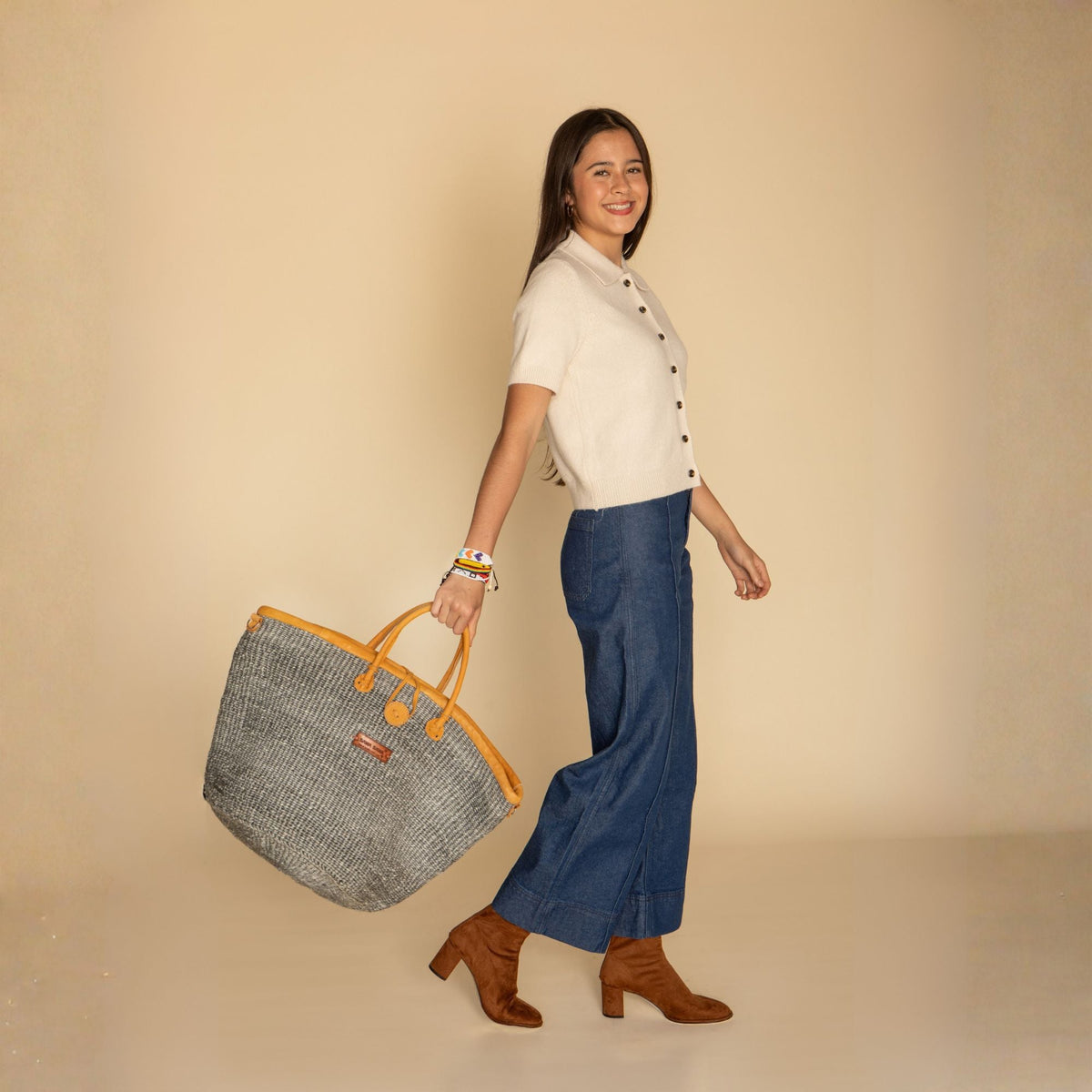 Ash Wisdom Handmade Sisal Straw Basket Tote Bag