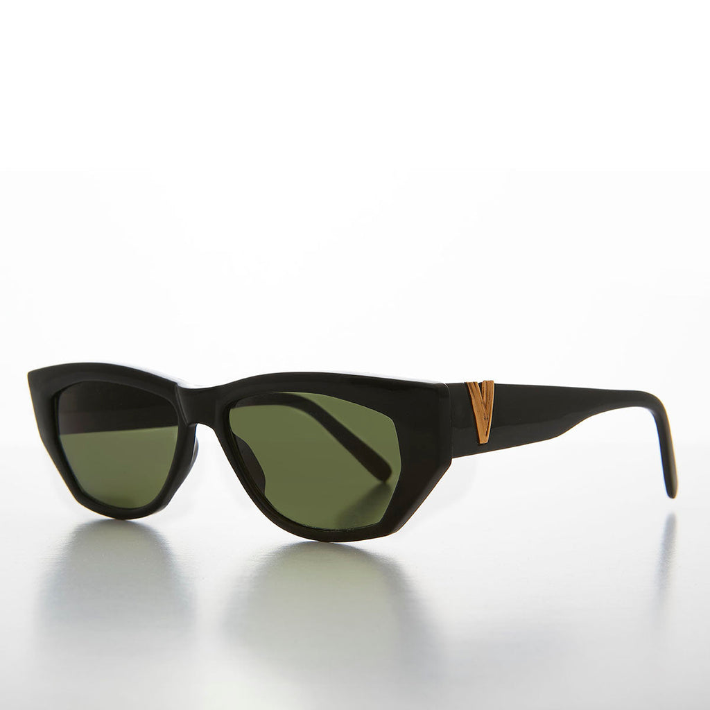 Chunky Mod Street Style Vintage Sunglass with Gold Bling - Val