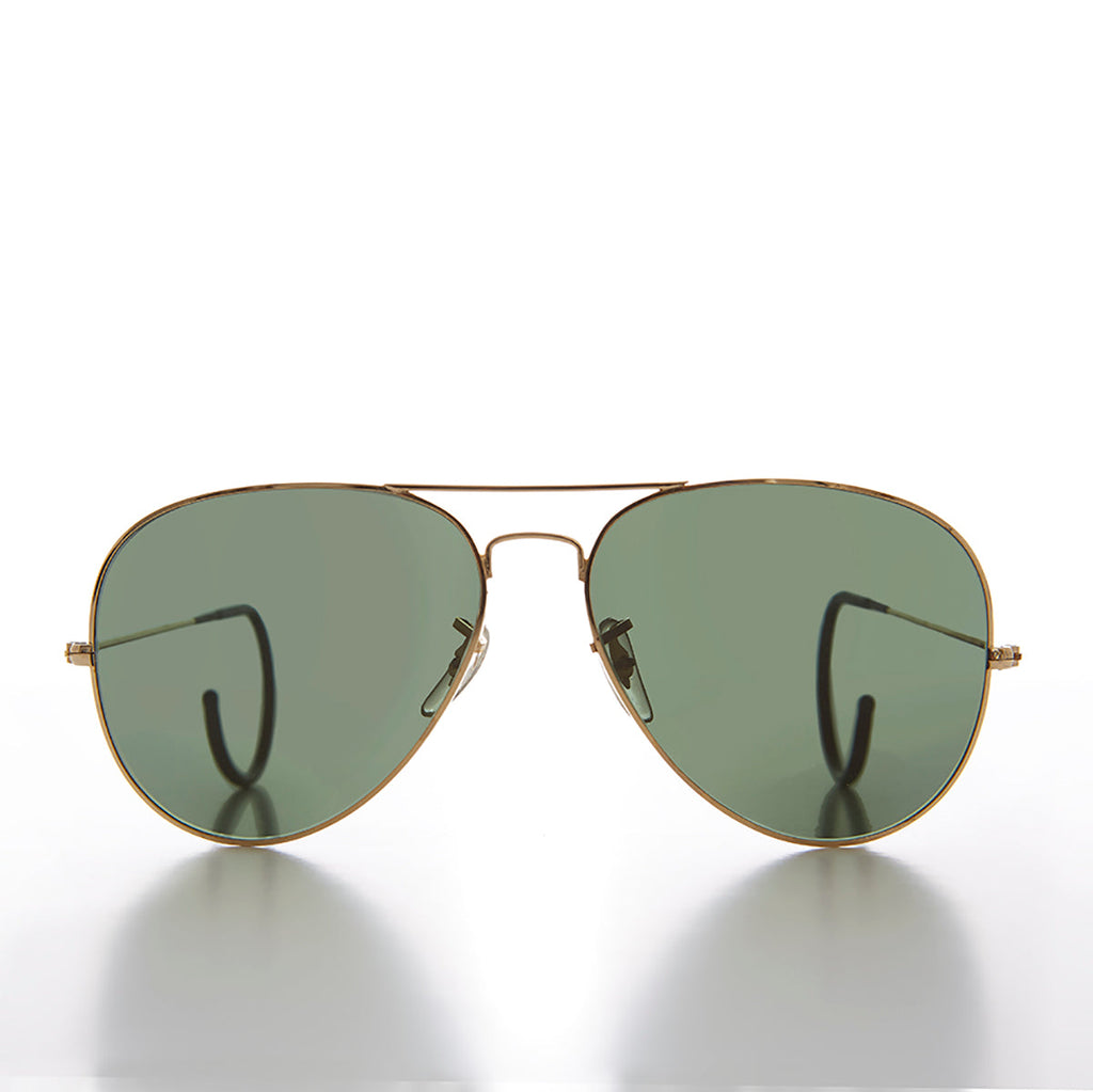 Vintage Aviator Sunglass with Cable Wrap Temple and Glass Lens - Vapor