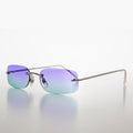 Rimless Rectangular Sunglass Tinted Lens - Vishnu