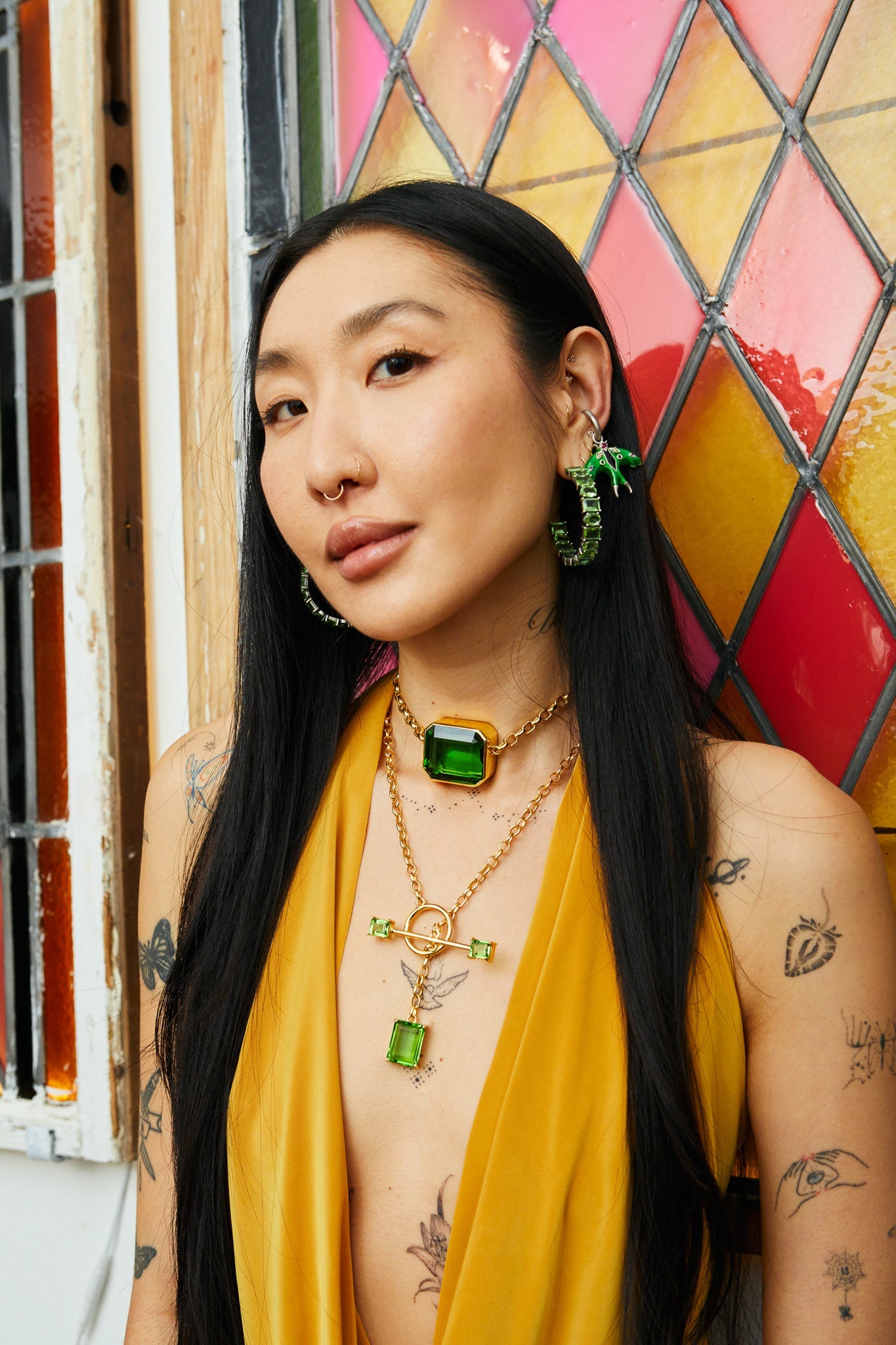 Gem Drop Toggle Necklace in Green Envy (Gold) SHIPS IN FEBRUARY