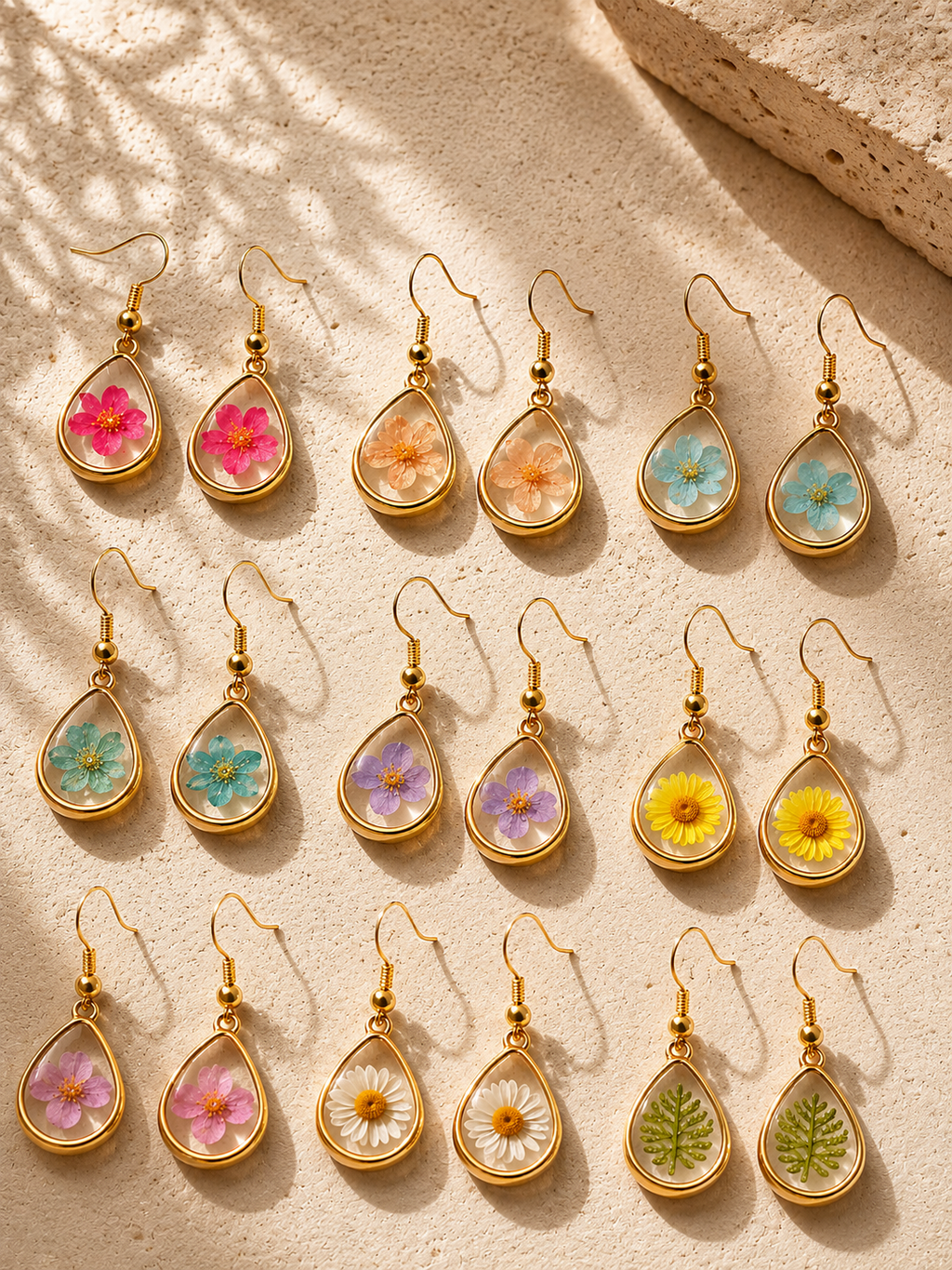 Wildflower Gold Dangle Earrings Large Pendant