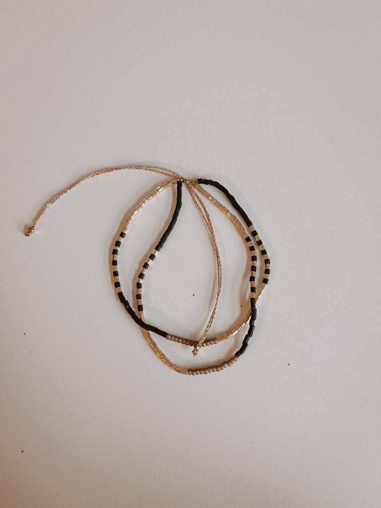 Gold Beaded Necklace and Bracelet Set