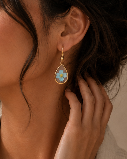 Wildflower Gold Dangle Earrings Large Pendant