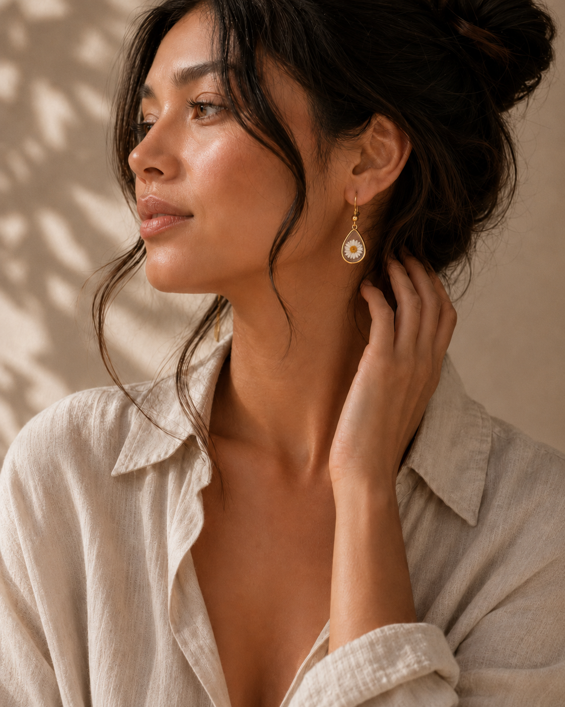 Wildflower Gold Dangle Earrings Large Pendant