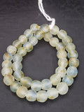 Authentic African Beads from Ghana | Chunky Translucent Recycled Glass Beads | Frosted Ocean Mist Krobo Beads 12–14mm