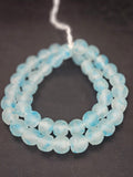 Authentic African Beads from Ghana | Chunky Sky Blue Translucent Recycled Glass Beads | Handmade Krobo Beads 12–14mm