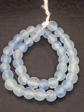 Authentic African Beads from Ghana | Chunky Ice Blue Translucent Recycled Glass Beads | Handmade Krobo Beads 12–14mm