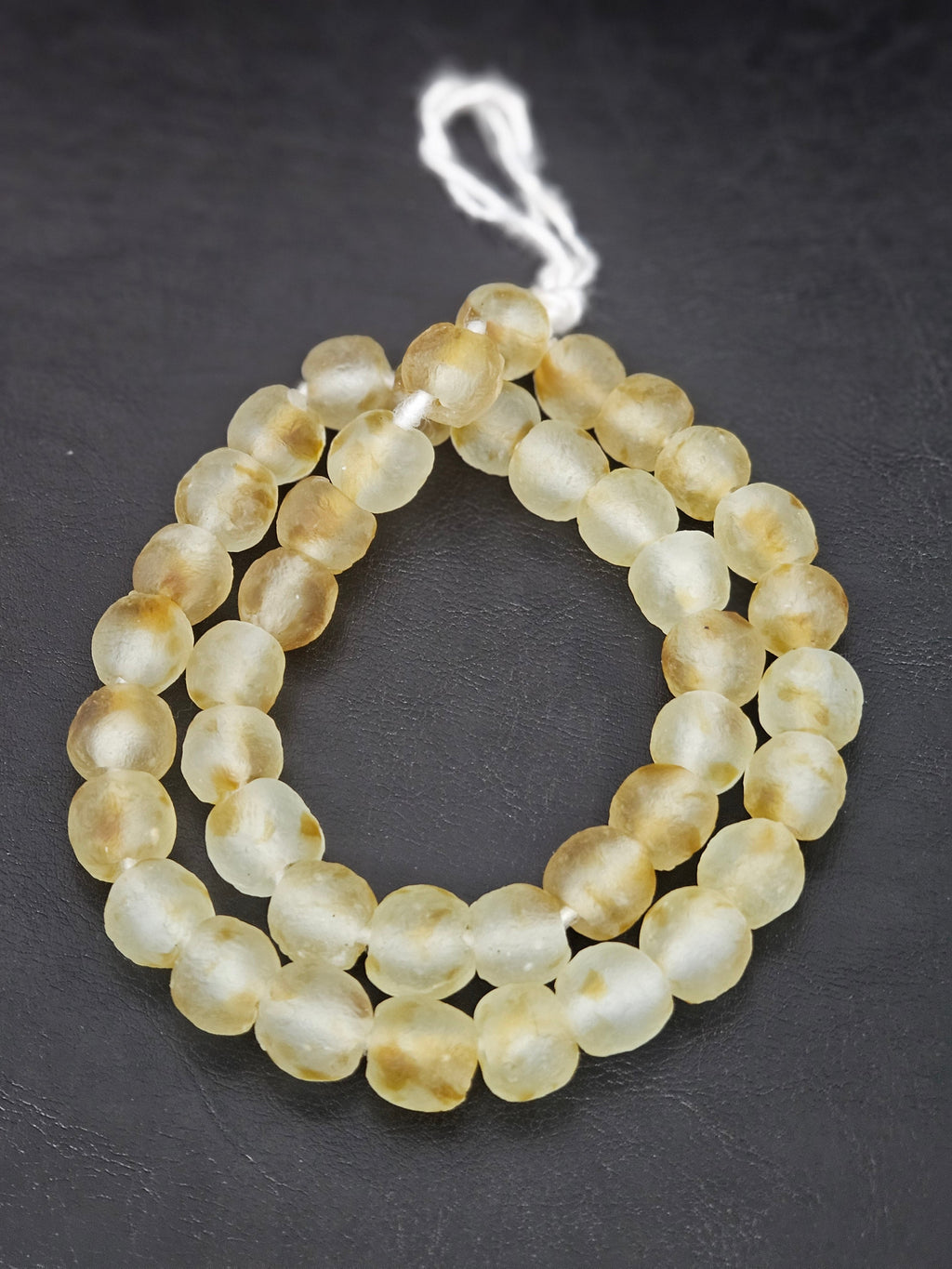 Authentic African Beads from Ghana | Honey Gold Translucent Krobo Recycled Glass Beads | Handmade Chunky Glass Beads 12–14mm