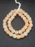 Authentic African Beads from Ghana | Orange Speckled Translucent Krobo Recycled Glass Beads | Handmade 12–14mm