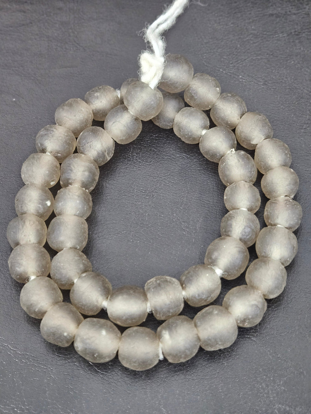 Authentic Smoke Gray Krobo Translucent Recycled Glass Beads | Handmade Ghana Glass Beads 12–14mm