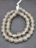 Authentic Smoke Gray Krobo Translucent Recycled Glass Beads | Handmade Ghana Glass Beads 12–14mm