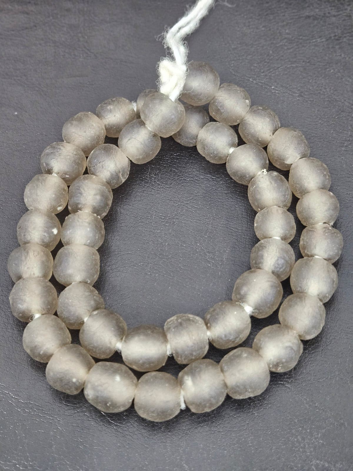 Authentic Smoke Gray Krobo Translucent Recycled Glass Beads | Handmade Ghana Glass Beads 12–14mm