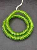 Authentic Lime Green Krobo Translucent Recycled Glass Rondelle Beads Handmade in Ghana
