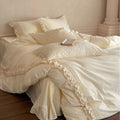 Accordion Pleated Lace Ruffled Bedding Set