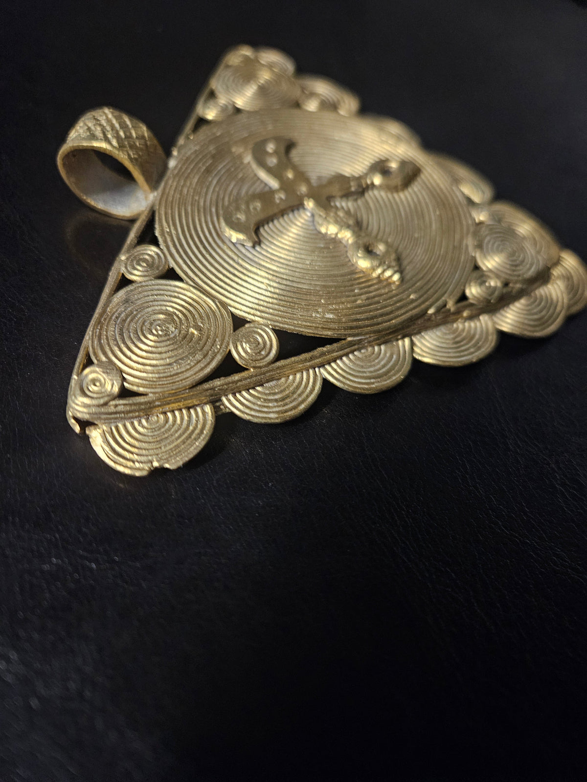 Akofena Adinkra Symbol African Brass Pendant – Handmade in Ghana