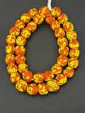 Authentic Fused Krobo Recycled Glass Beads 12–14mm | Yellow Orange African Beads | Handmade in Ghana