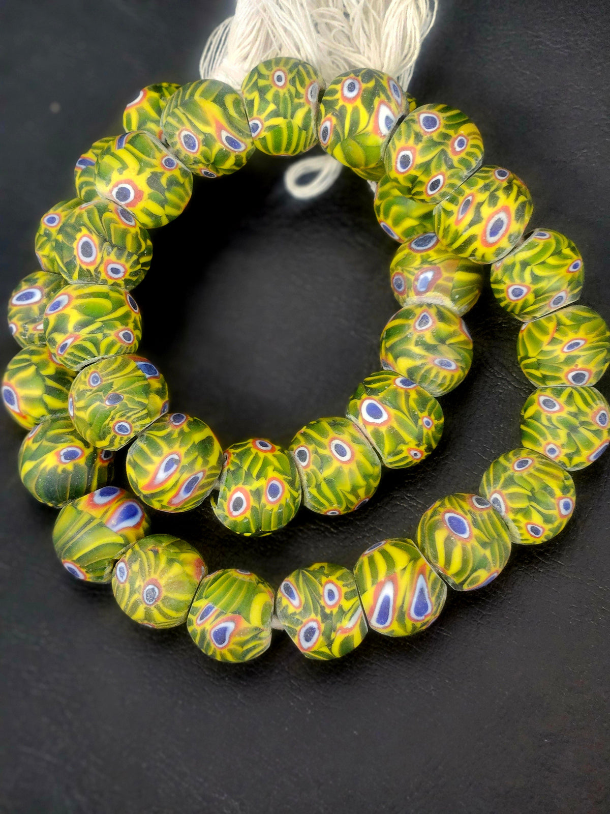 African Trade Beads Sourced in Ghana | Large-Hole Glass Trade Beads | Approximately 15–16mm | Designer & Collector Strand