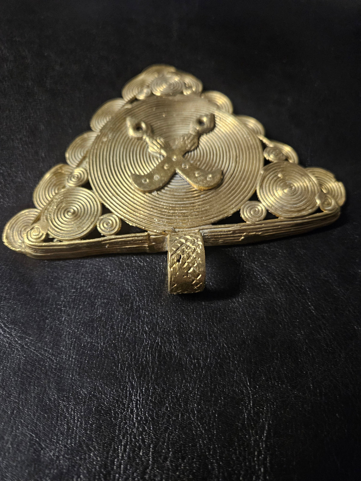 Akofena Adinkra Symbol African Brass Pendant – Handmade in Ghana