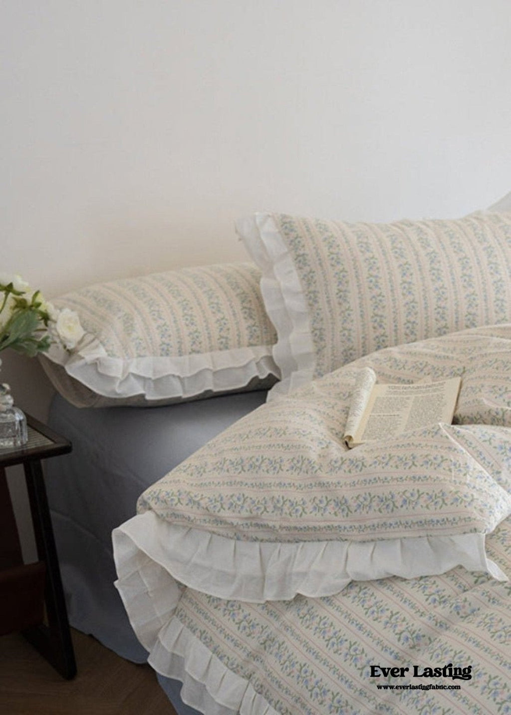 Annie Lace Ruffle Floral Bedding Set / Pink