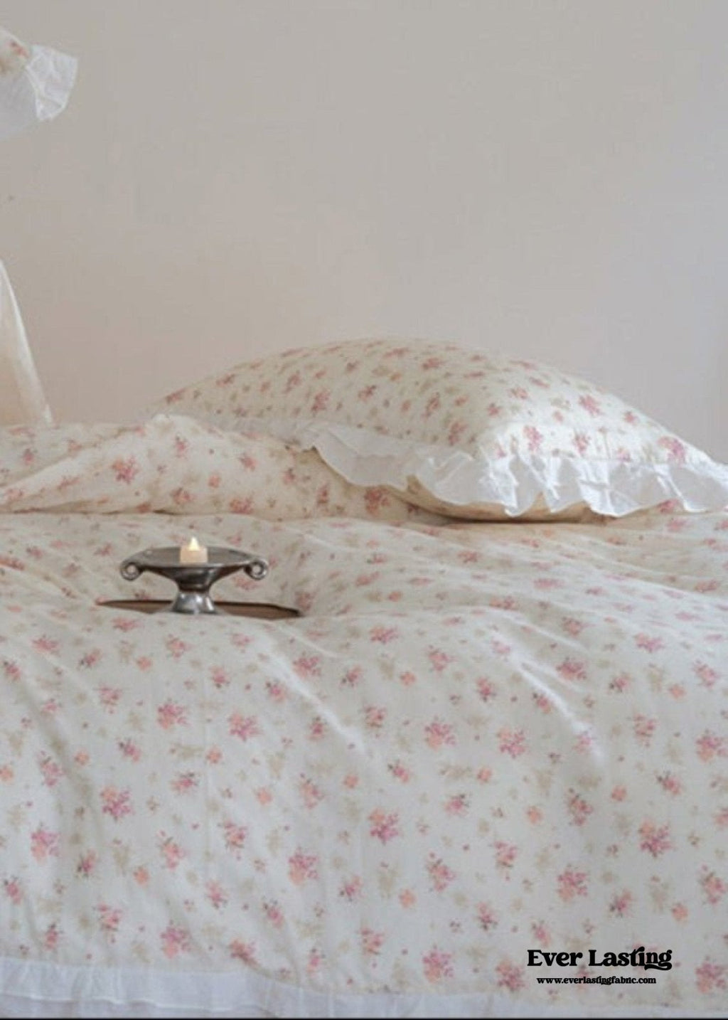 Annie Lace Ruffle Floral Bedding Set / Pink