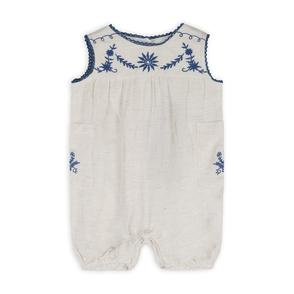 Azurea Linen Embroidery Romper