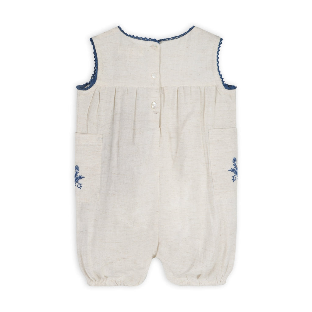 Azurea Linen Embroidery Romper