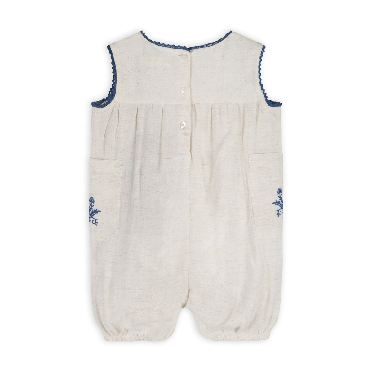 Azurea Linen Embroidery Romper