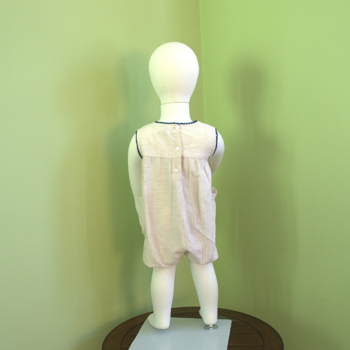 Azurea Linen Embroidery Romper