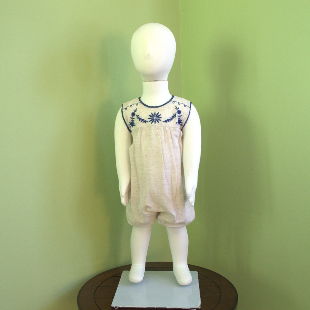 Azurea Linen Embroidery Romper
