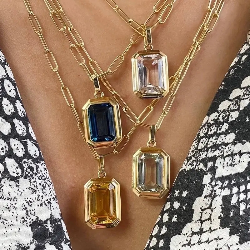 Molly Zircon Pendant Necklace in Blue