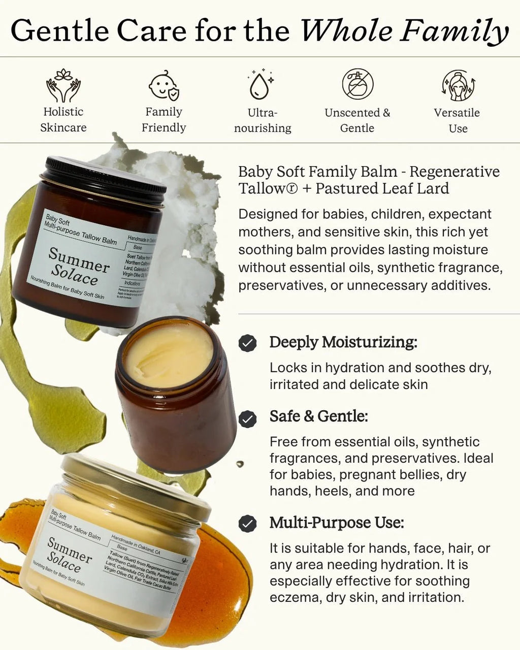 Baby Soft Family Balm – Gentle & Nourishing | Unscented, Leaf Lard, Cacao