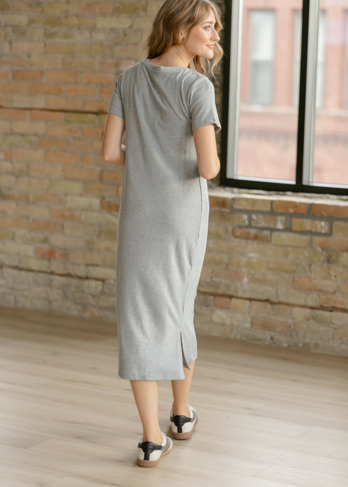Baylor Gray Ribbed T-shirt Dress