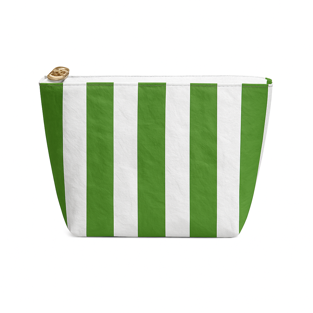 Preppy Stripe Pouch - white & green