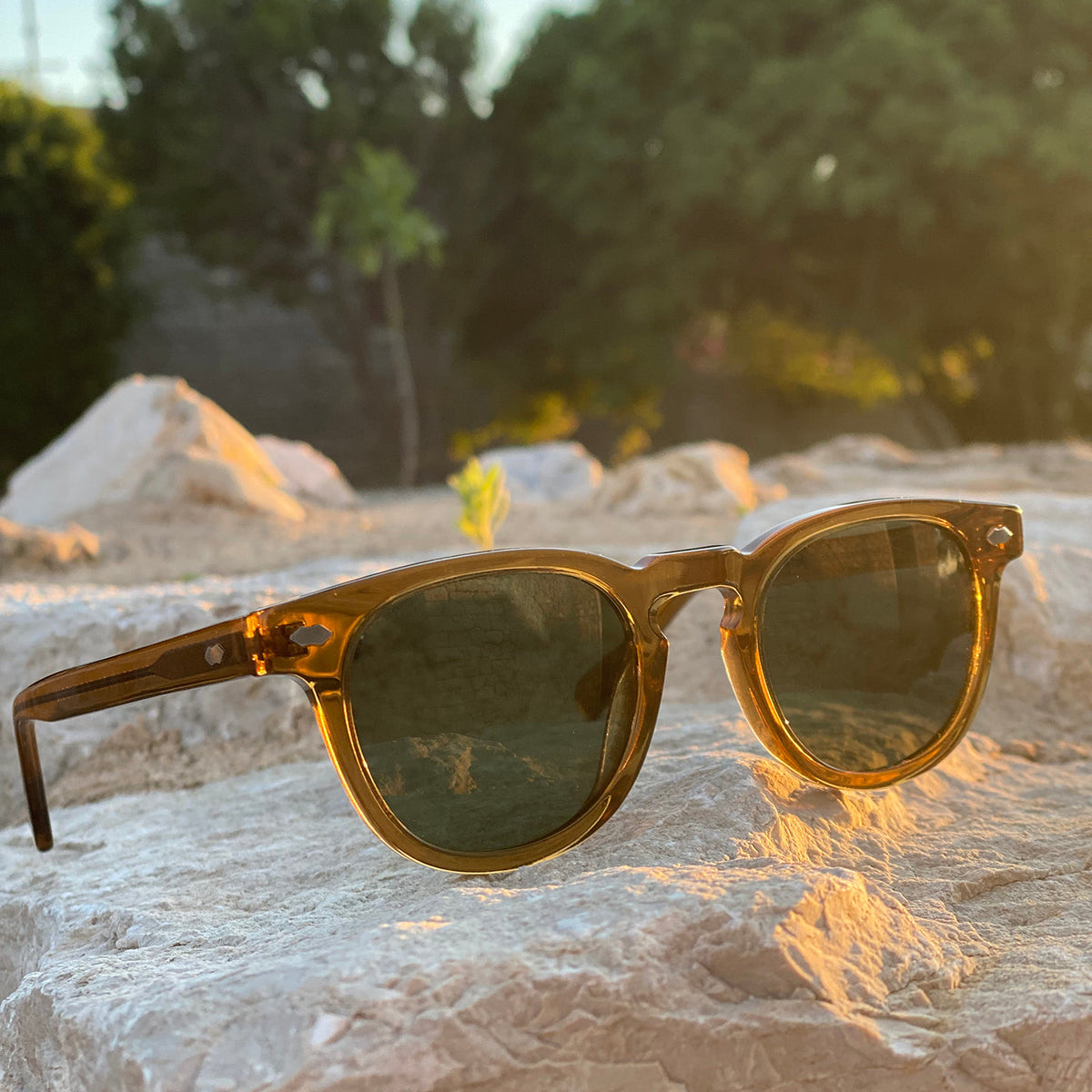 Amber Polarized Square Sunglass - Benson