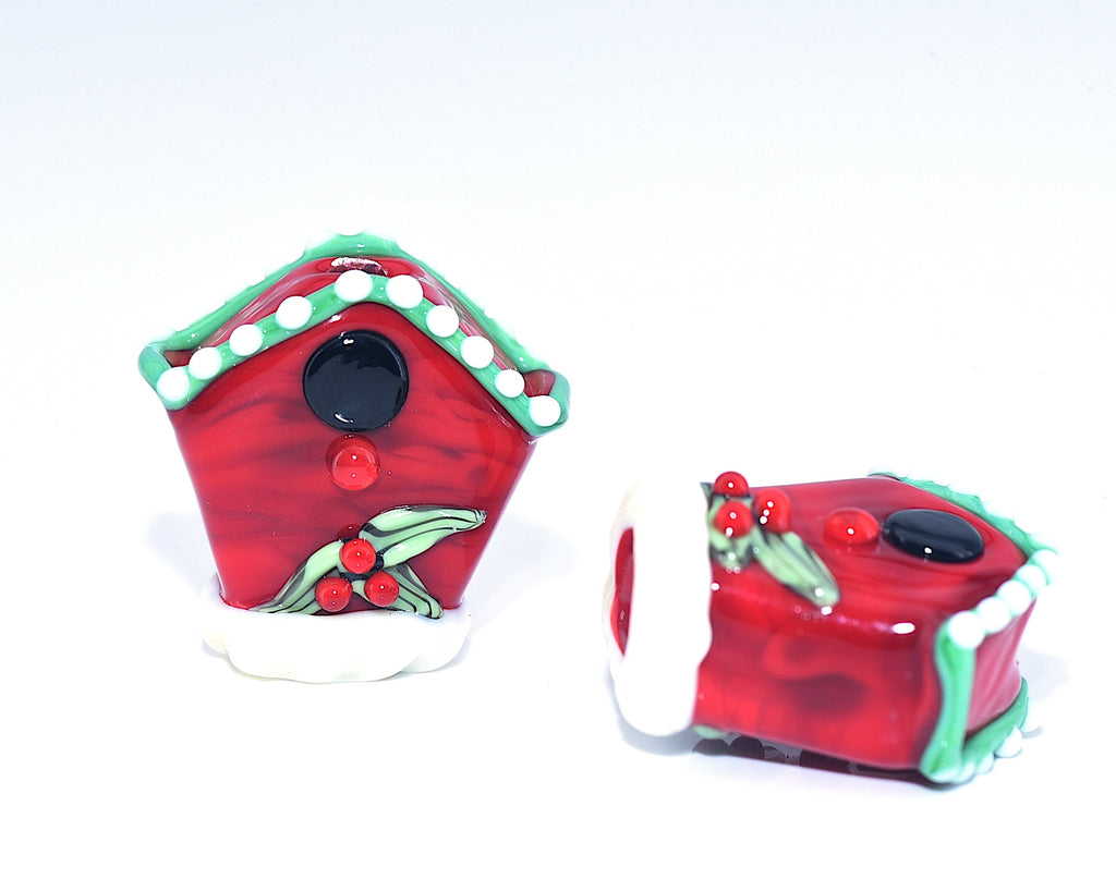 Birdhouse Christmas Focal Bead