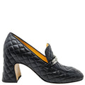 Black Leather Quilted Loafer