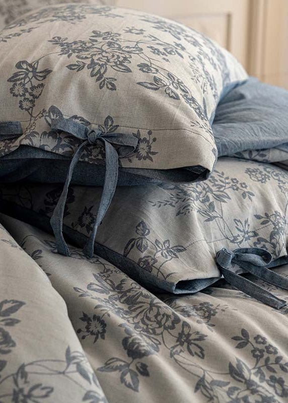 Bonnie Ribbon Bow Tie Floral Bedding Set / Blue