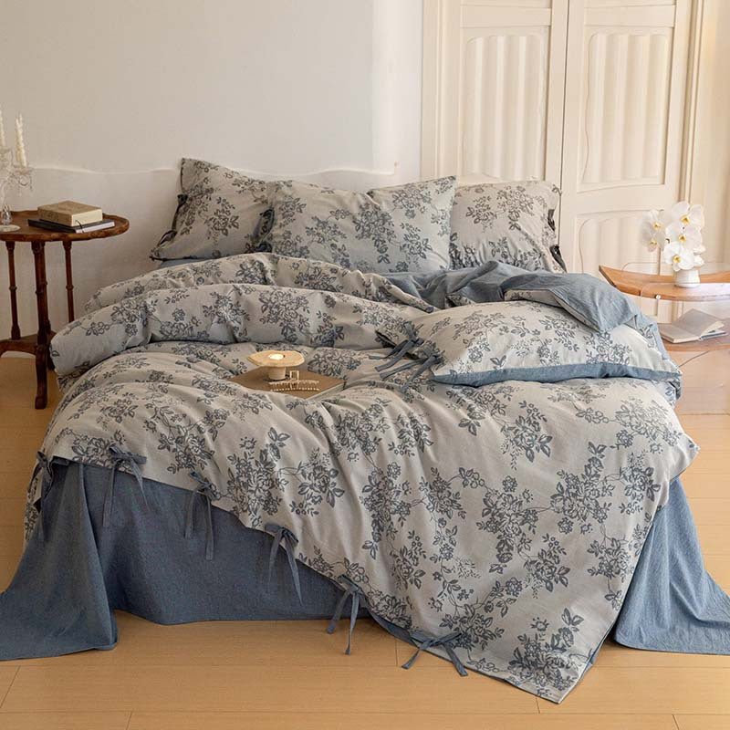 Bonnie Ribbon Bow Tie Floral Bedding Set / Khaki
