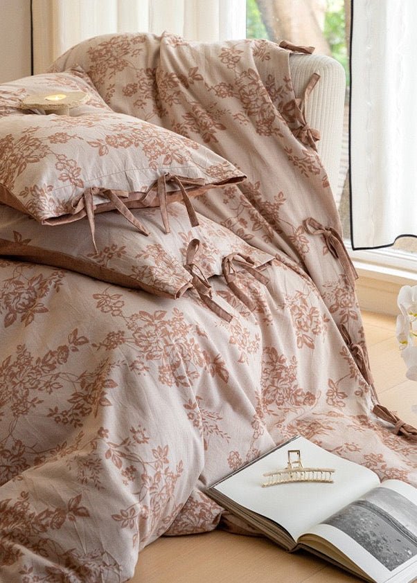 Bonnie Ribbon Bow Tie Floral Bedding Set / Pink