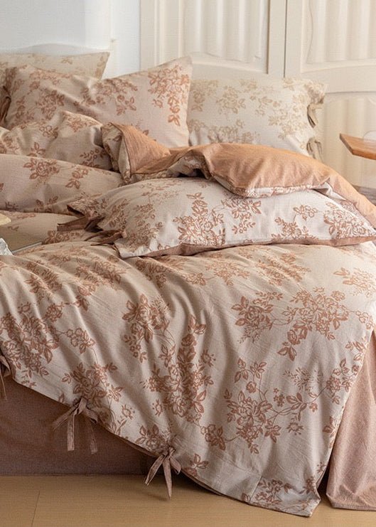 Bonnie Ribbon Bow Tie Floral Bedding Set / Khaki