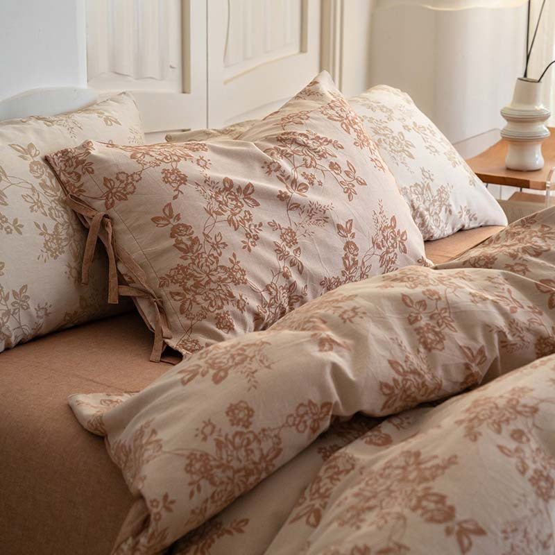 Bonnie Ribbon Bow Tie Floral Bedding Set / Khaki