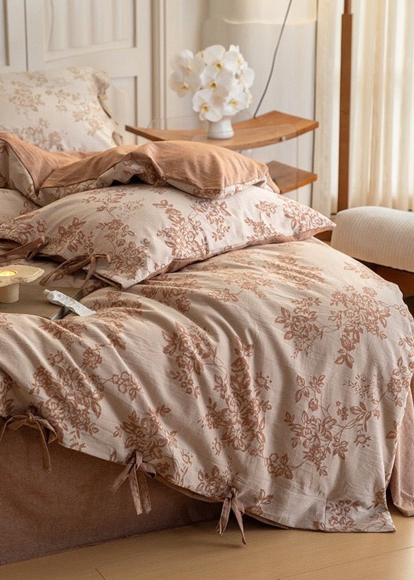 Bonnie Ribbon Bow Tie Floral Bedding Set / Pink