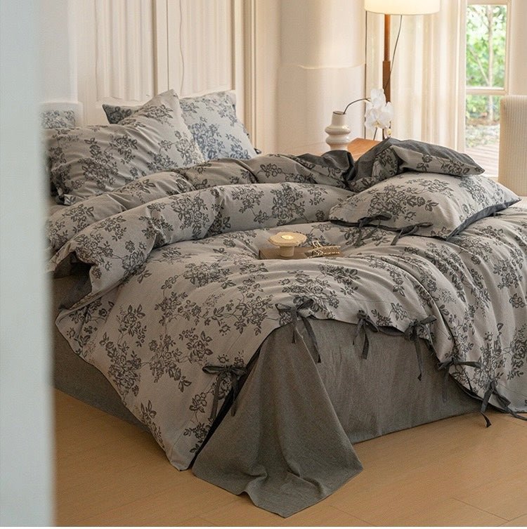 Bonnie Ribbon Bow Tie Floral Bedding Set / Pink