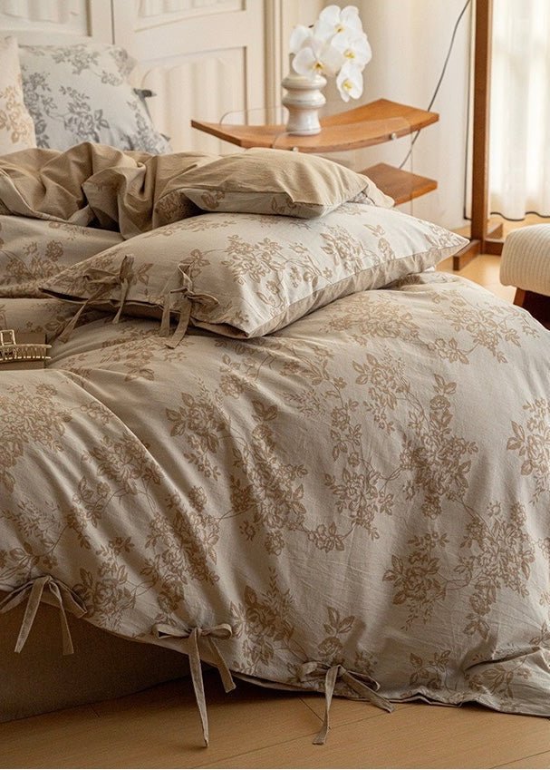Bonnie Ribbon Bow Tie Floral Bedding Set / Pink
