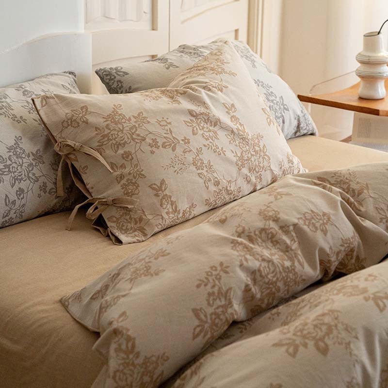 Bonnie Ribbon Bow Tie Floral Bedding Set / Blue