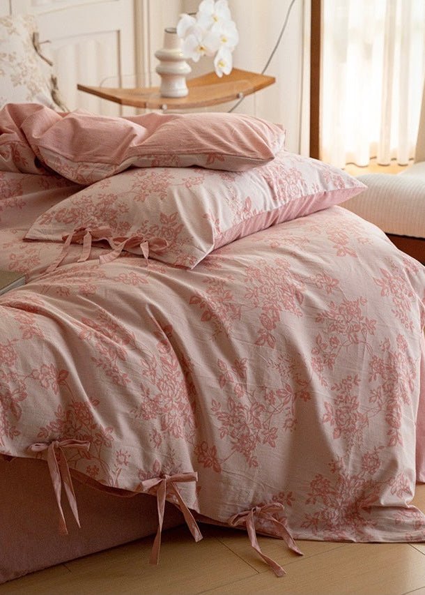 Bonnie Ribbon Bow Tie Floral Bedding Set / Blue
