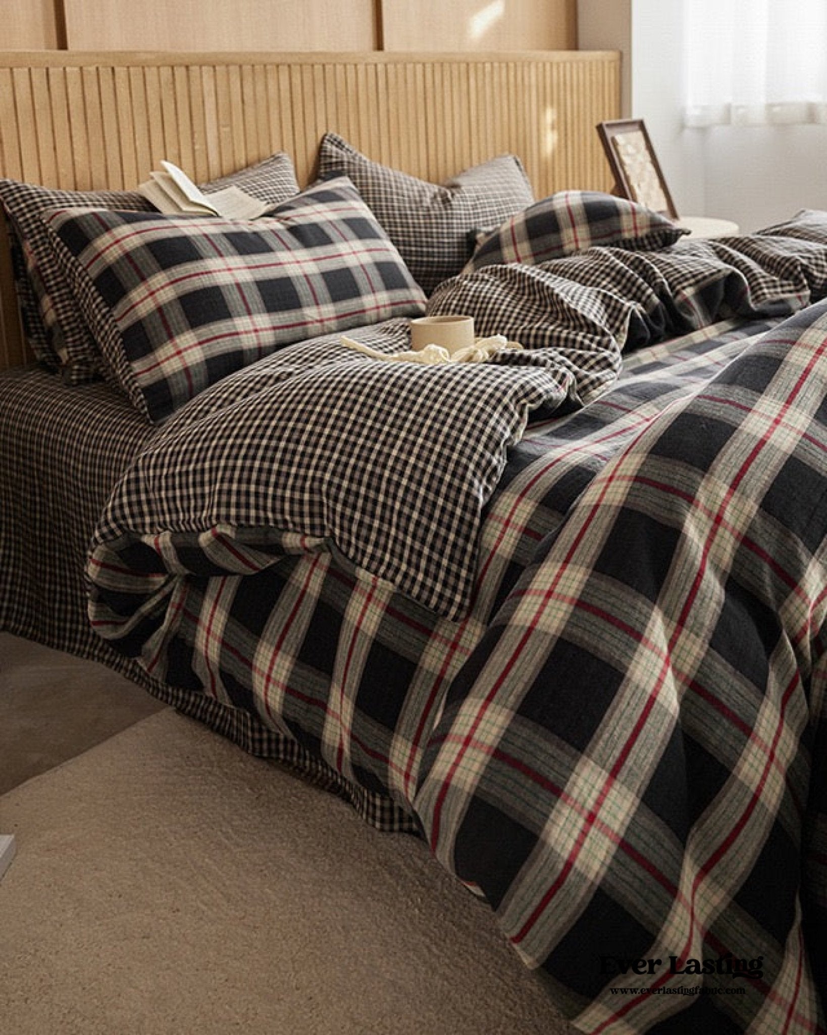 British Vintage Plaid Bedding Set / Black